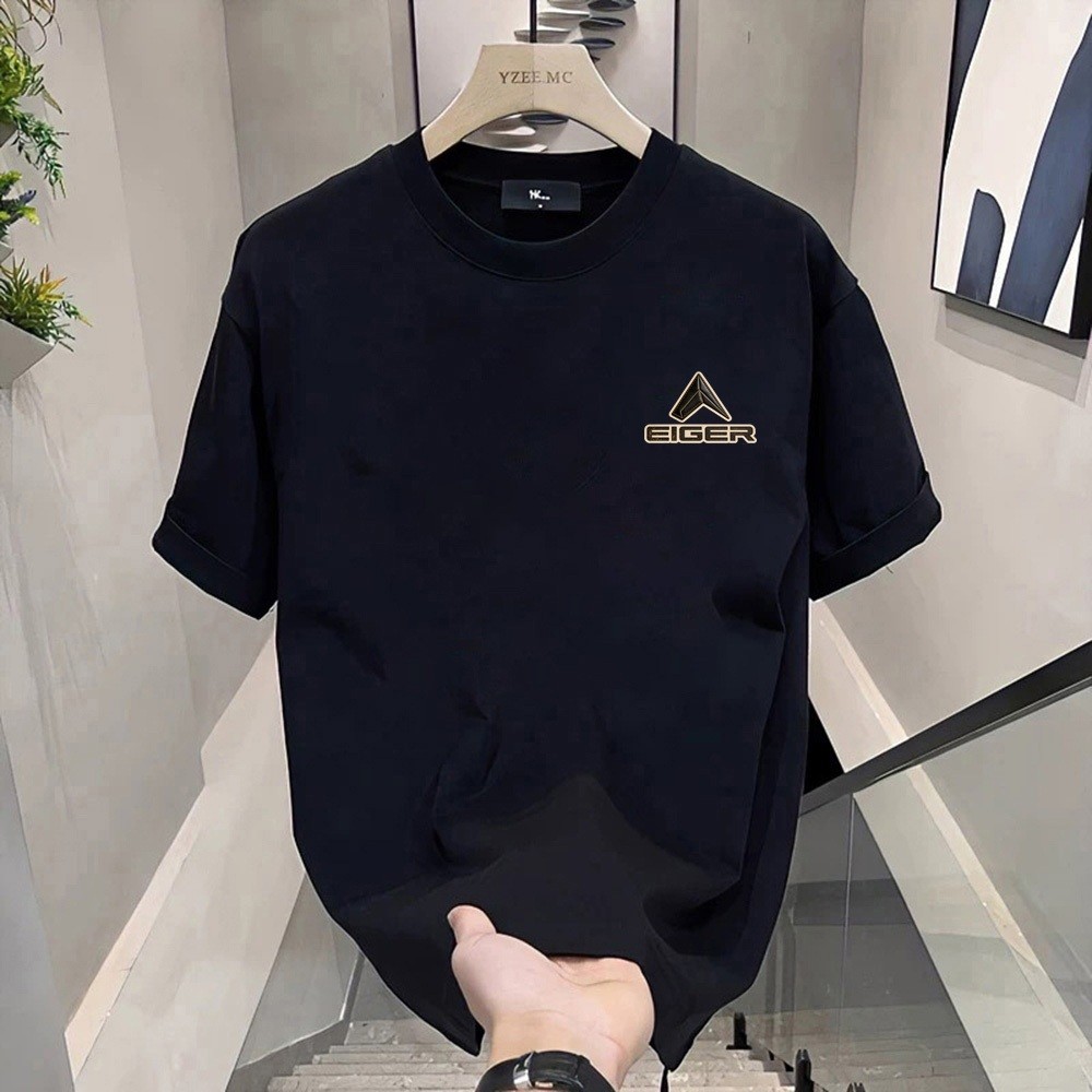 [COD|Katun 100%]Kaos Pria Eiger Lengan Pendek Logo Minimalis Desain Polos Modern