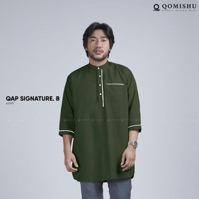 [Koleksi Lebaran] Baju Koko Muslim Kurta Pakistan Pria Standar Jumbo M - 4XL - Army, M
