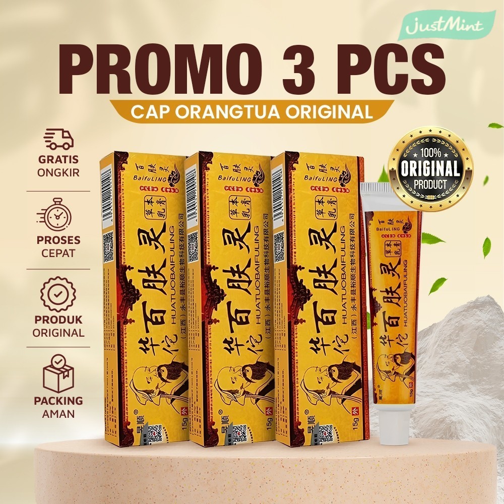 JM- PAKET TUNTAS 3PCS Huatoubaifuling Orangtua Salep Gatal China Obat Panu Kurap Jamur Selangkangan