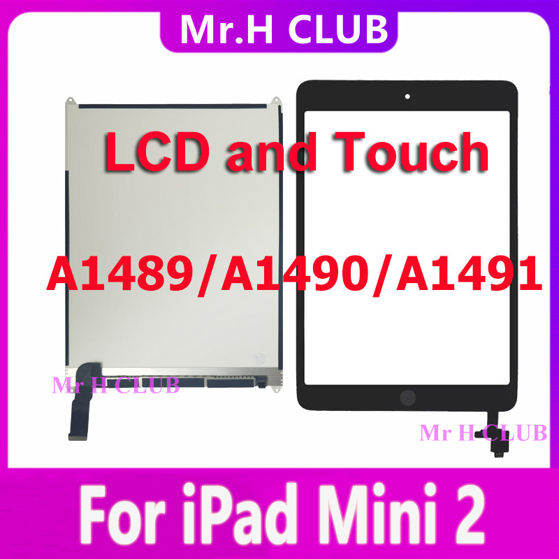 For iPad Mini 2 A1489 A1490 A1491 Mini2 Tou gitizer Sensor Glass And LCD splay Screen Panel Monitor 