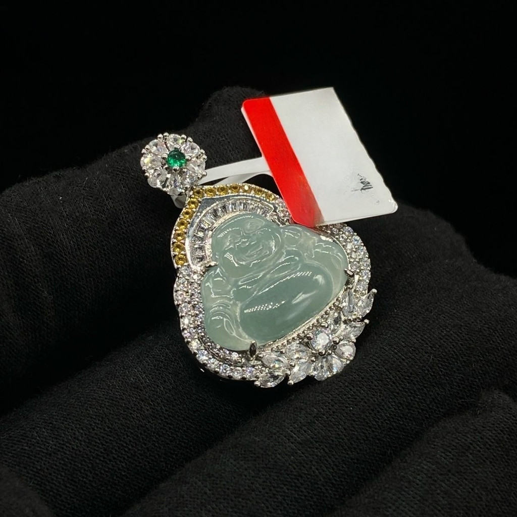 Giok giok alami murni Buddha Gong, dengan sertifikat inspeksi nasional