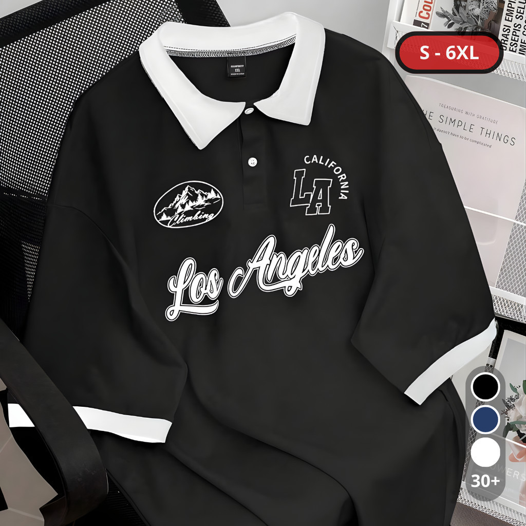 Kaos Kerah Polo Shirt Pria Keren Premium Distro Terbaru | Kaos Lengan Pendek Pria Jumbo XXXXXL - M