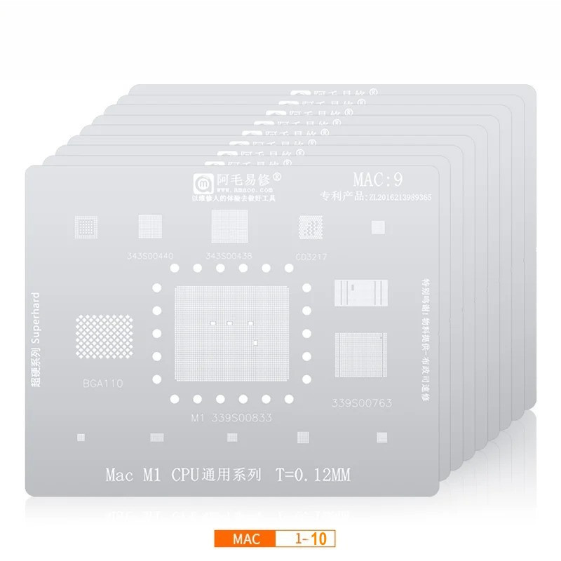 Amaoe M1M10 BGA Reballing Stencil for Apple MacBook Series MAC Pro A2159 A1706 A1707 IC CPU SSD DDR 