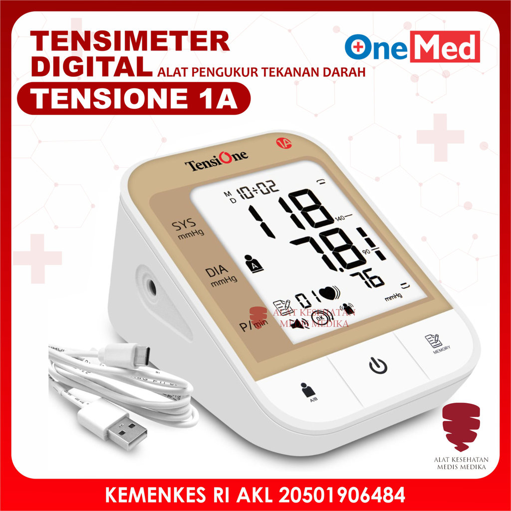 Tensimeter Digital Tensi + Adaptor Alat Ukur Darah Tanpa Suara TensiOne 1A Onemed