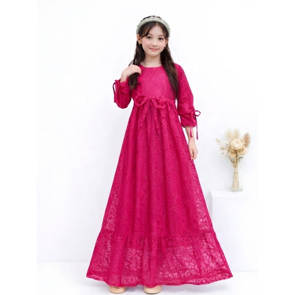 Gamis Anak Brokat Corneli Mewah Baju Lebaran Anak Remaja Tanggung Terbaru Marimar Gm