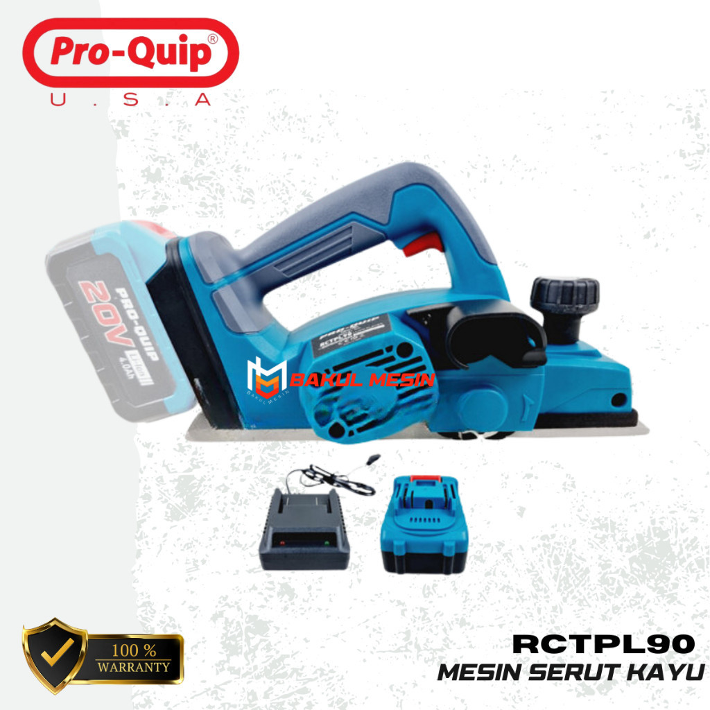 ProQuip RCTPL90 Cordless Planer Mesin Serut Kayu Baterai RCTPL 90