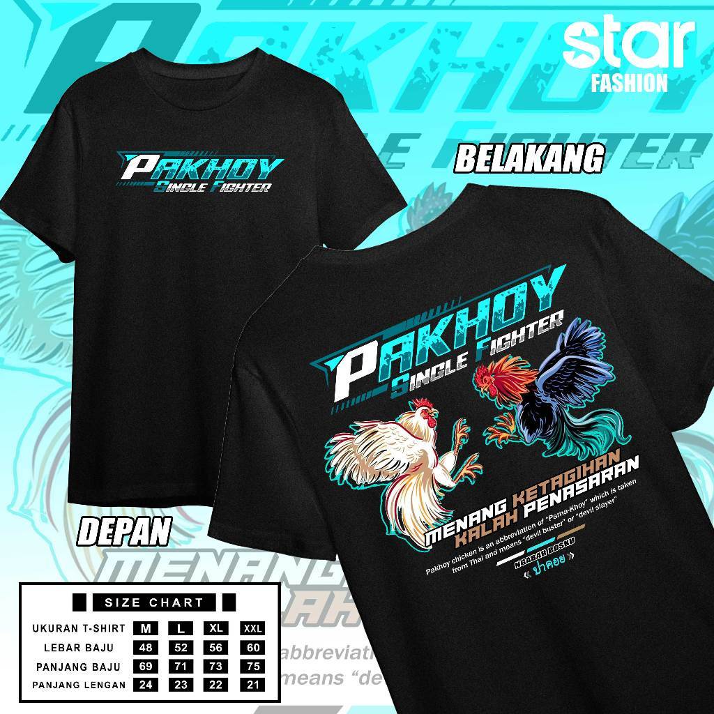 Kaos Ayam Petarung Thailand Pama Packoy Bangkok Jago - Baju Ayam Aduan Single Fighter Menang