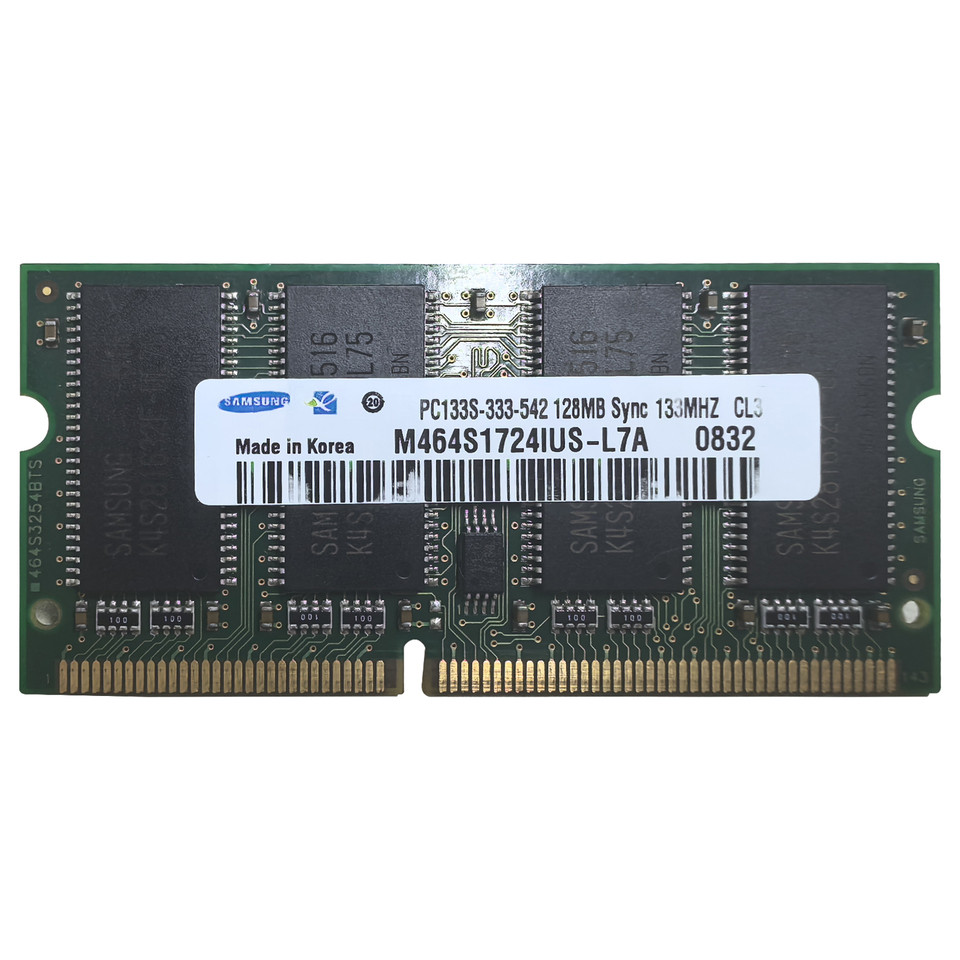 Samsung Laptop SDRAM DDR 128MB 256MB 512MB 133MHz 333MHz PC133S PC2700S non-ECC Unbuffered 3.3V 144-
