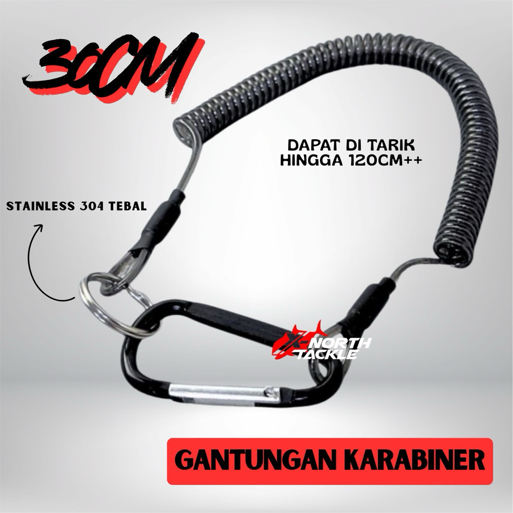 TALI PER SPIRAL KARABINER GANTUNGAN KUNCI CARABINER AKSESORIS ALAT PANCING KUNCI MOTOR LANYARD