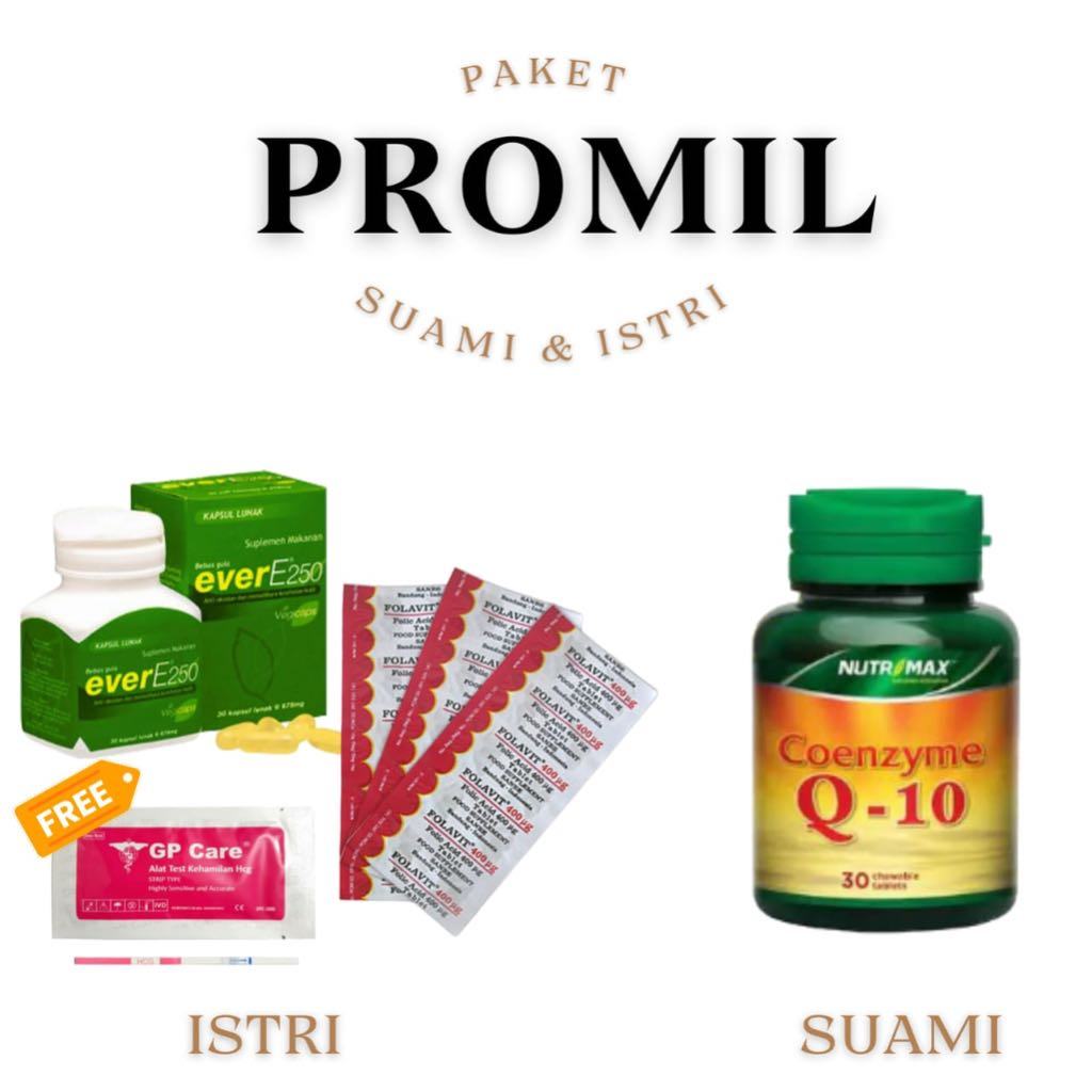 PAKET PROMIL SUAMI ISTRI 30 HARI 3 STRIP FOLAVIT 400mcg + EVER E 250IU ISI 30 TABLET FREE TESPACK