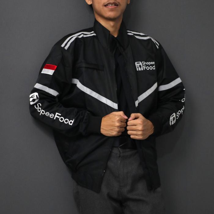 Jaket bomber ojek online / Jaket shp food hitam / jaket pria motor driver ojol Distro Casual - Hitam