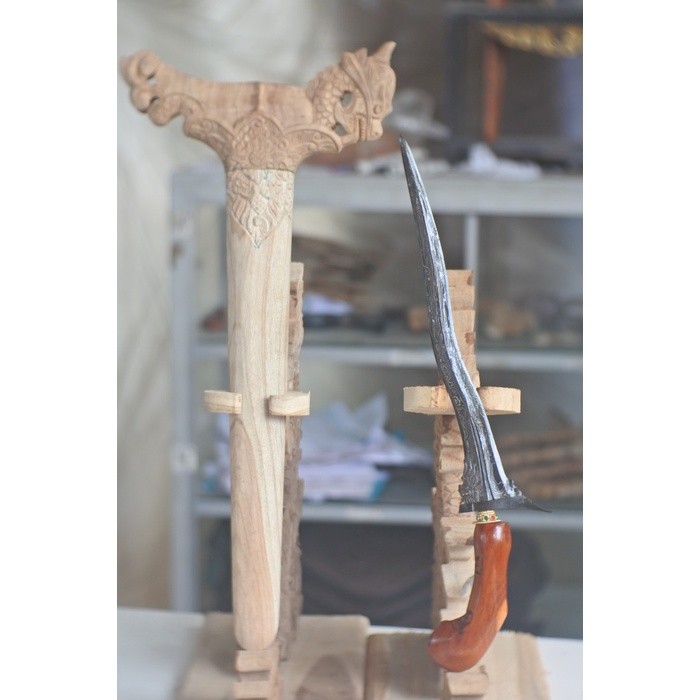 keris jangkung alusan patrem 28cm warangka mewah ukir naga bkn sepuh
