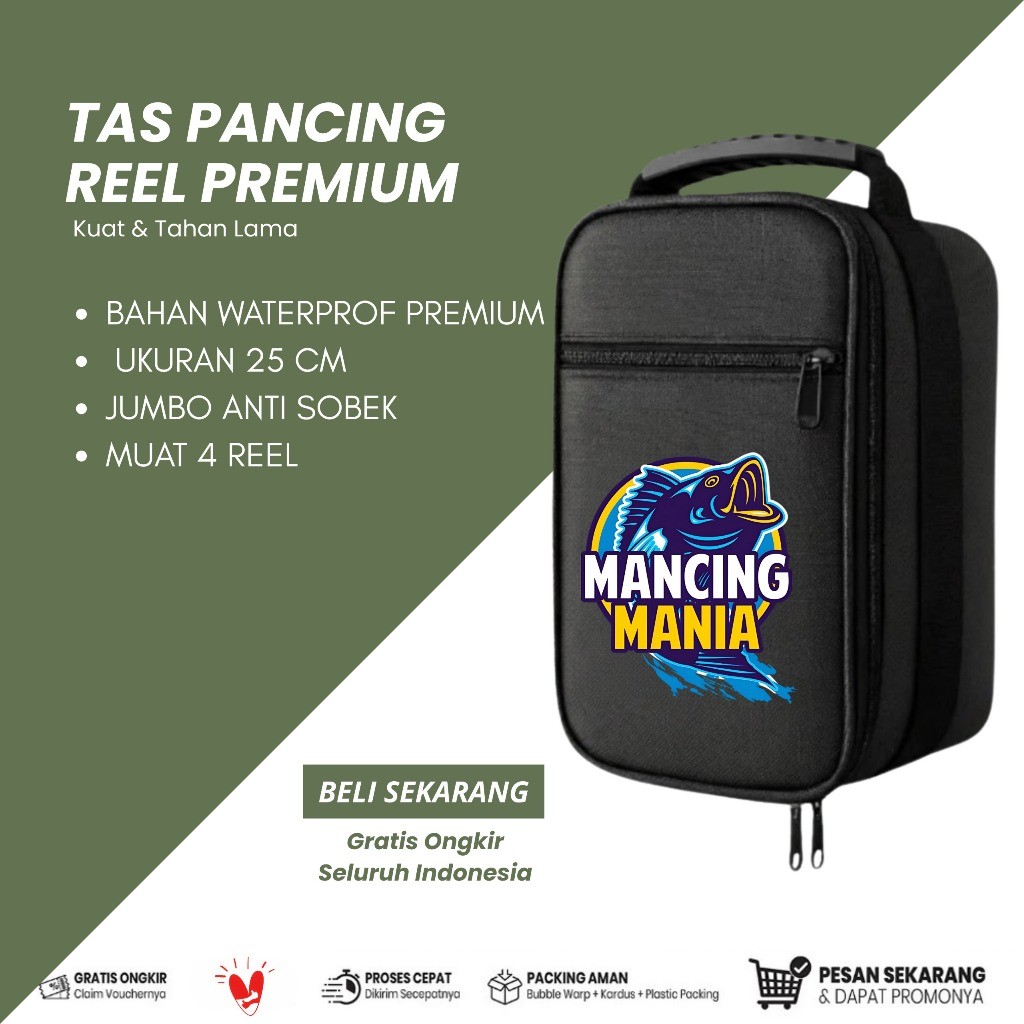Tas Reel Pancing Anti Air Waterproof Bahan Tebal Jumbo