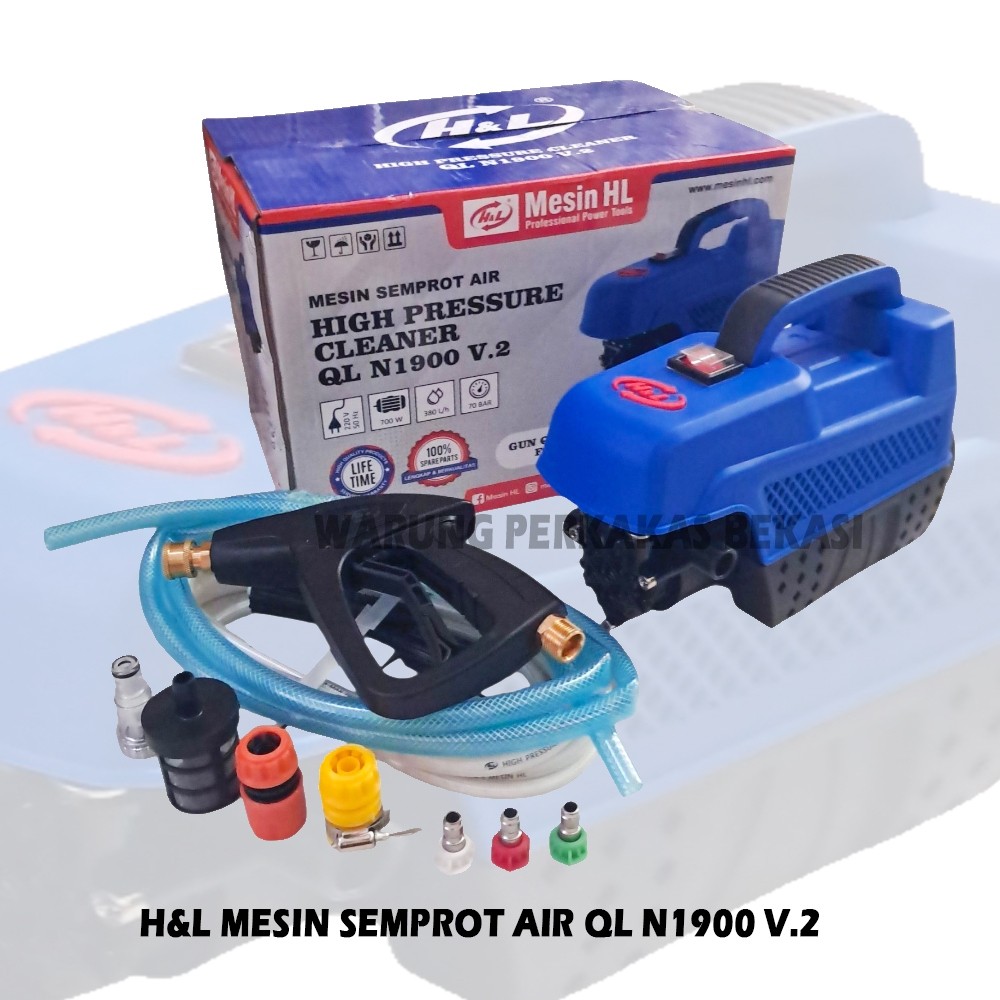 H&L QL N1900 V.2 Mesin Cuci Steam Semprot Air High Pressure Jet Cleaner Listrik Stim Motor Mobil - W