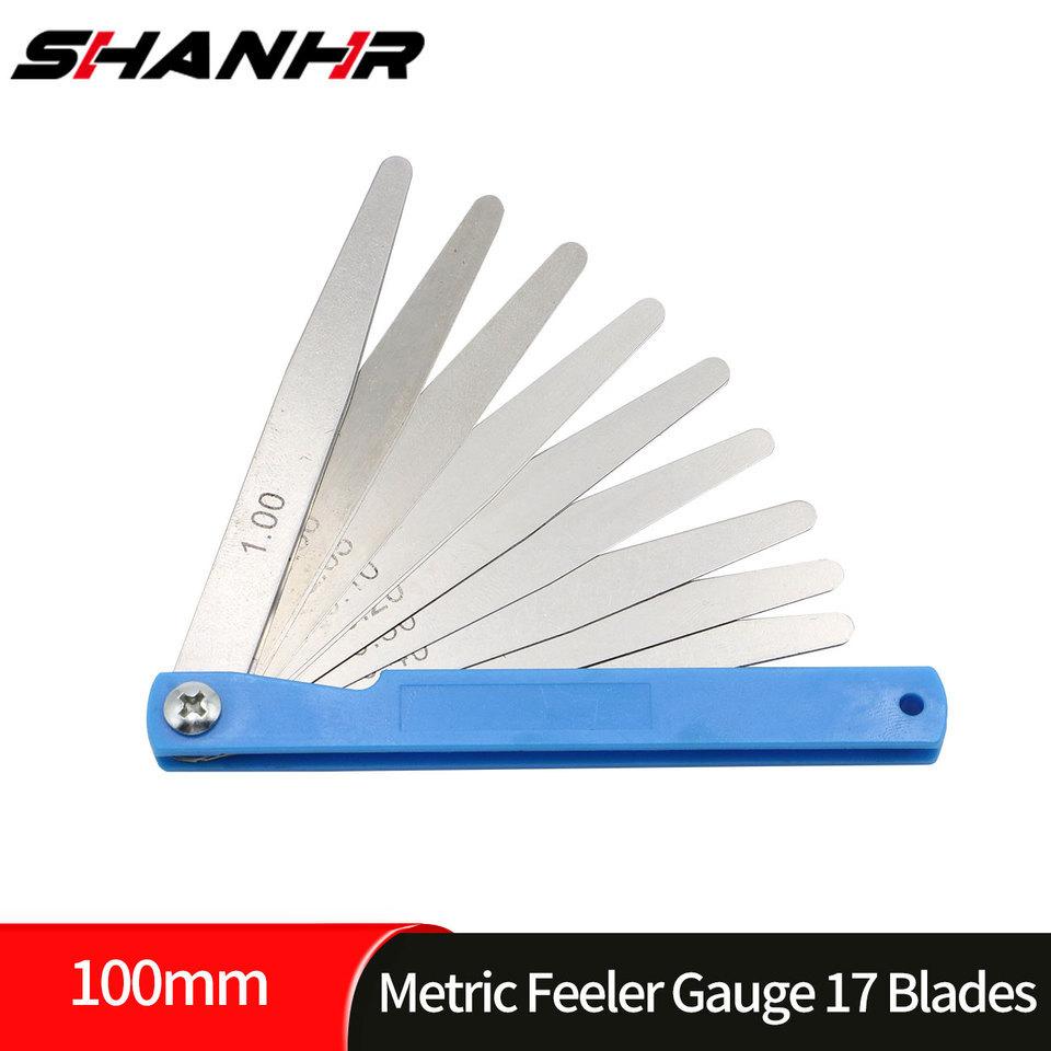 SHANHR Portable 17 Blades Feeler Gauge 100 mm Length Metric Feeler Gauge 0.02-1.00 mm Measurement To