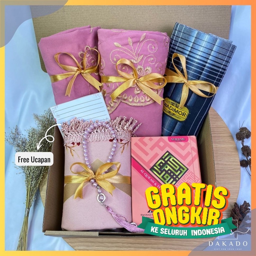 HAMPERS MUKENA KATUN BORDIR  ALAT SHOLAT SET SESERAHAN KADO WEDDING HAMPERS MUKENA KATUN BORDIR PREM