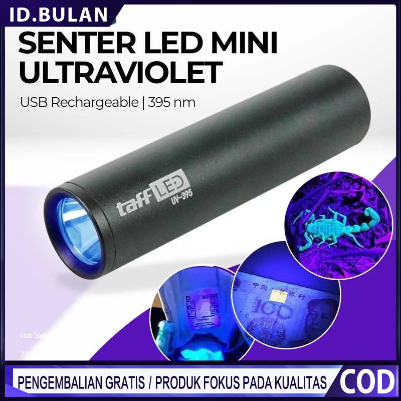 Taffled Senter LED Mini Ultraviolet USB Rechargeable 395nm 365nm - UV-395 S11-Z ORIGINAL GENUINE PRO