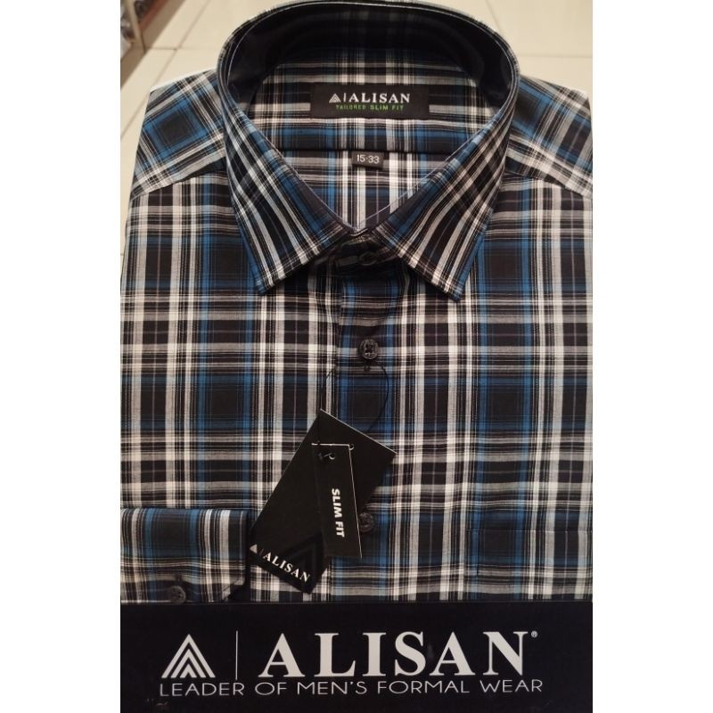 Kemeja Alisan Motif Kotak Lengan Panjang Slim fit