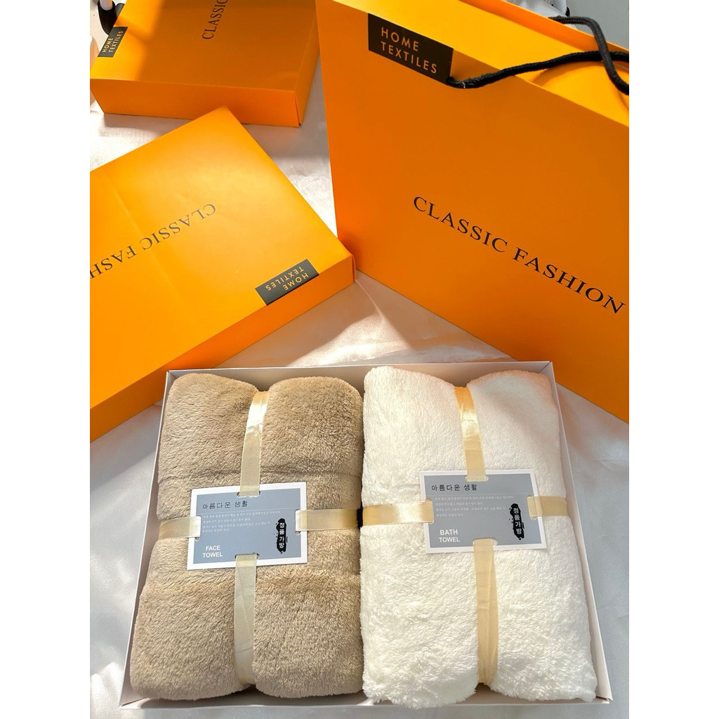 [HY.Beauty.id] Hampers Set Box 2in1 Handuk Besar 70x140cm Couple Pasangan / Hampers Kado Souvenir / 