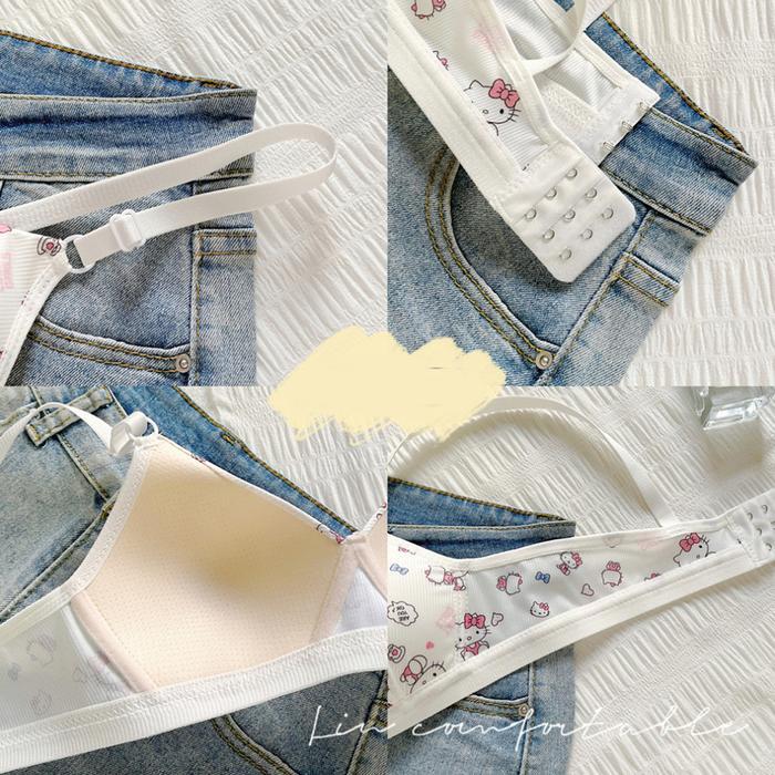 Bra Set Dengan Celana Dalam Tanpa Kawat Busa Tipis BH Remaja Pelajar Wanita Fashion Motif Karakter I