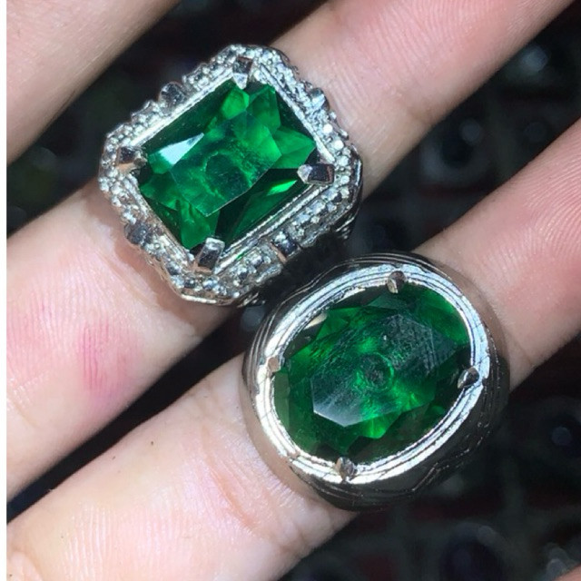 Cincin batu hijau green topaz / jamrud byron top cristal