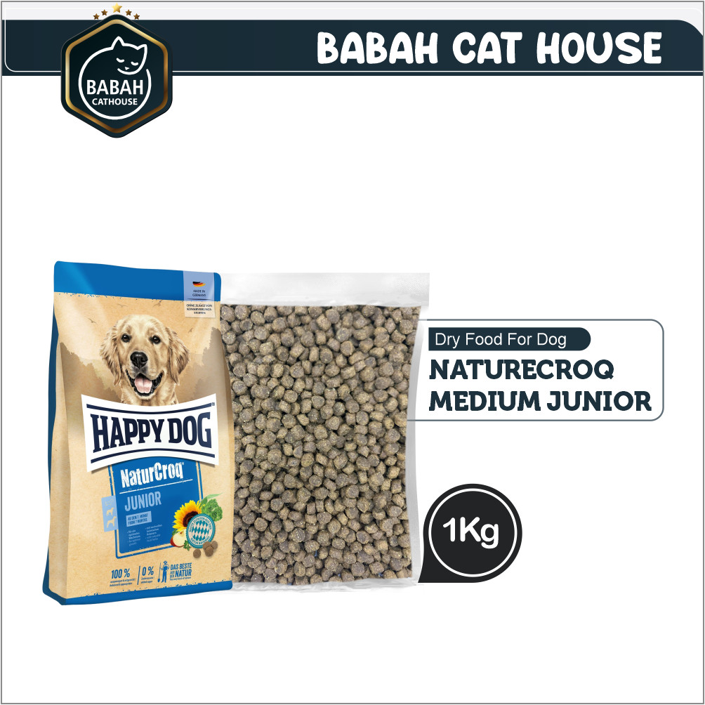 1kg HAPPY DOG NATURECROQ MEDIUM JUNIOR dog food hd puppy makanan anak ajing ras sedang besar anakan 