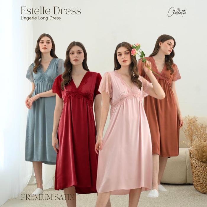 CHARLOTTE - Estelle Lingerie dress seserahan sexy premium satin - Maroon, M