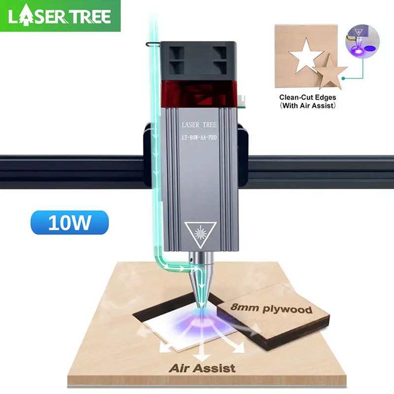 LASER TREE 5W 10W Laser Module with Air Assist Laser Engraving Head 450nm Blue Light Laser Head for 