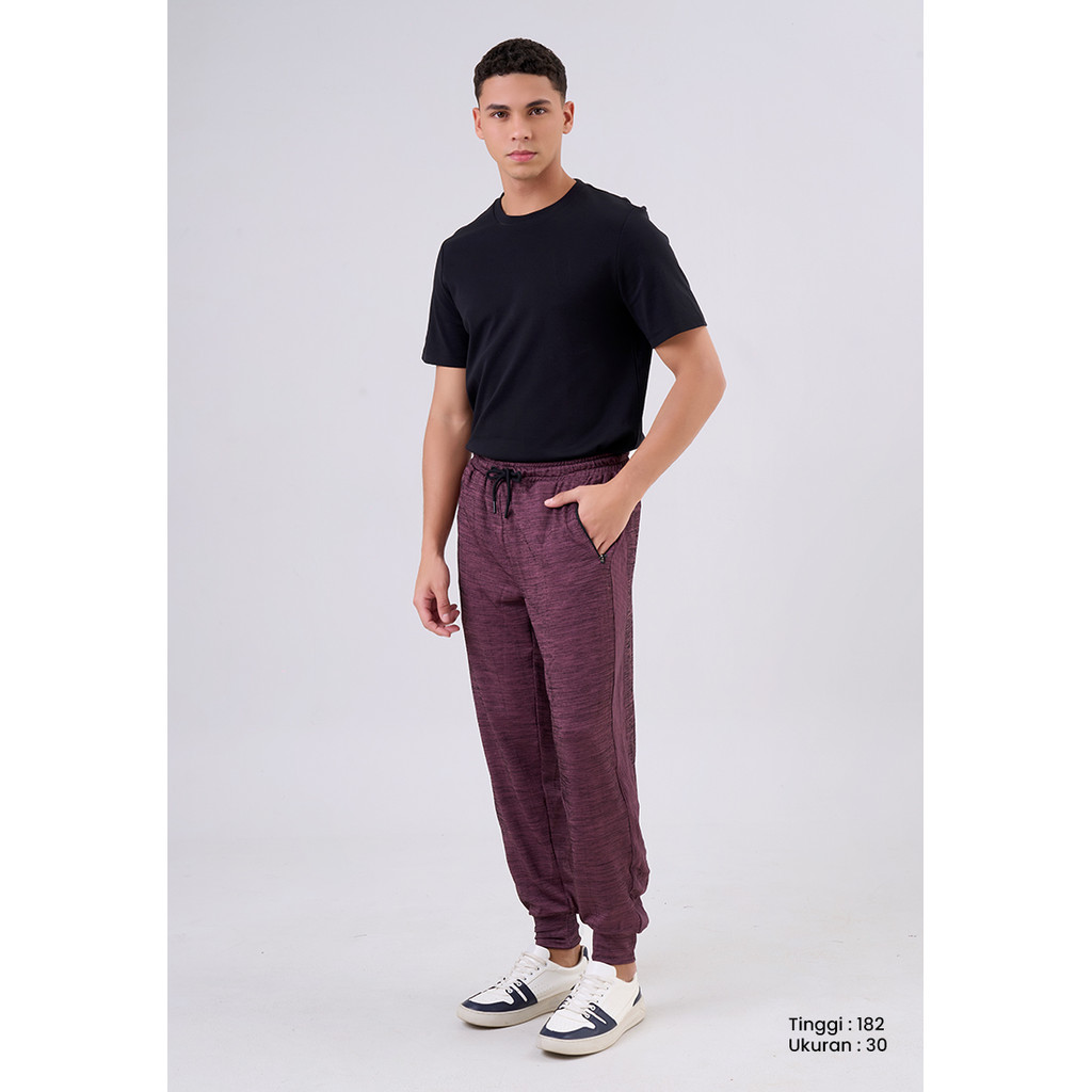 MANZONE - Celana Panjang Active Pria Salvadore - Burgundy