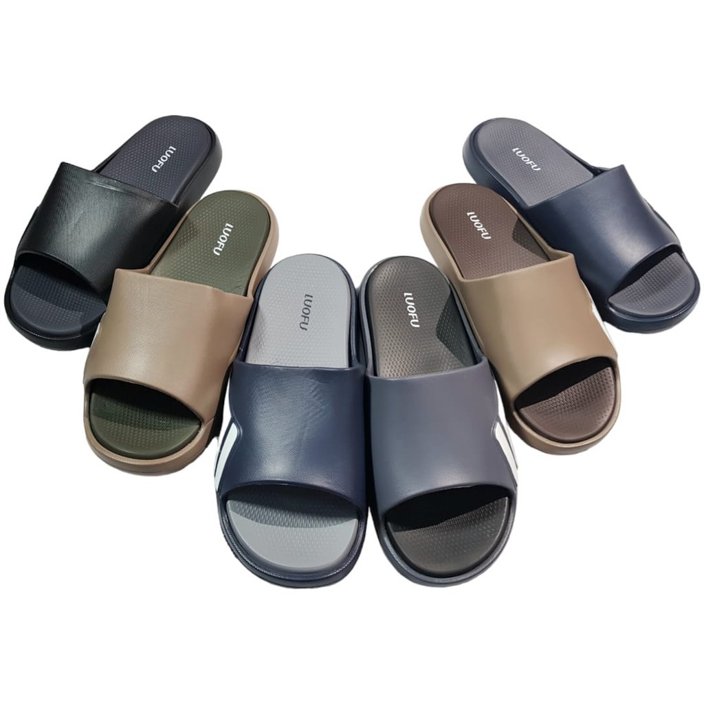 BLS Luofu Sandal Selop Karet Pria Import Empuk E6213-E01H3 (M1)Luofu Bara Bara