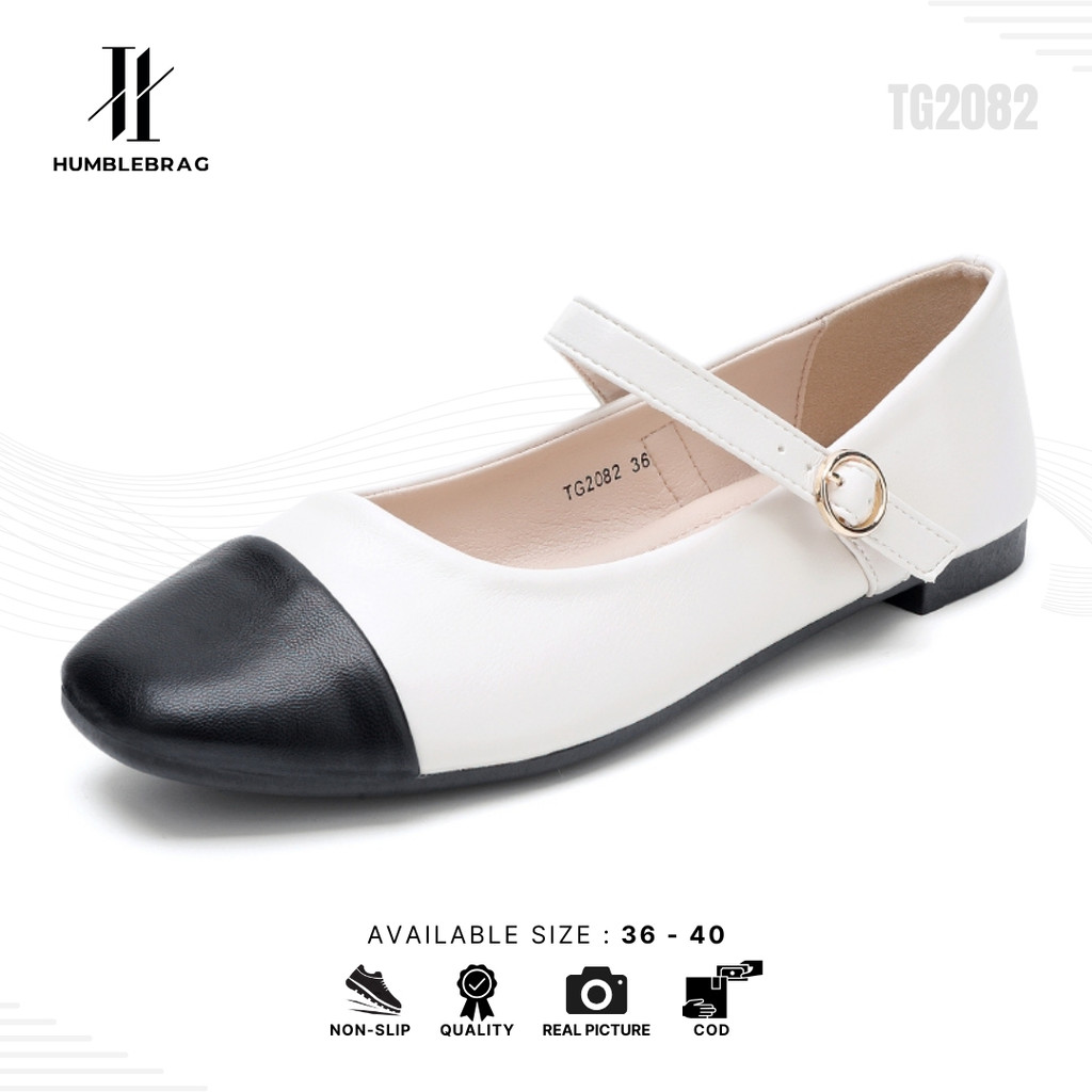 HMBRG JIMIN Mary Jane Flats Shoes Wanita Sepatu Hitam Balet Women Shoes TG2082