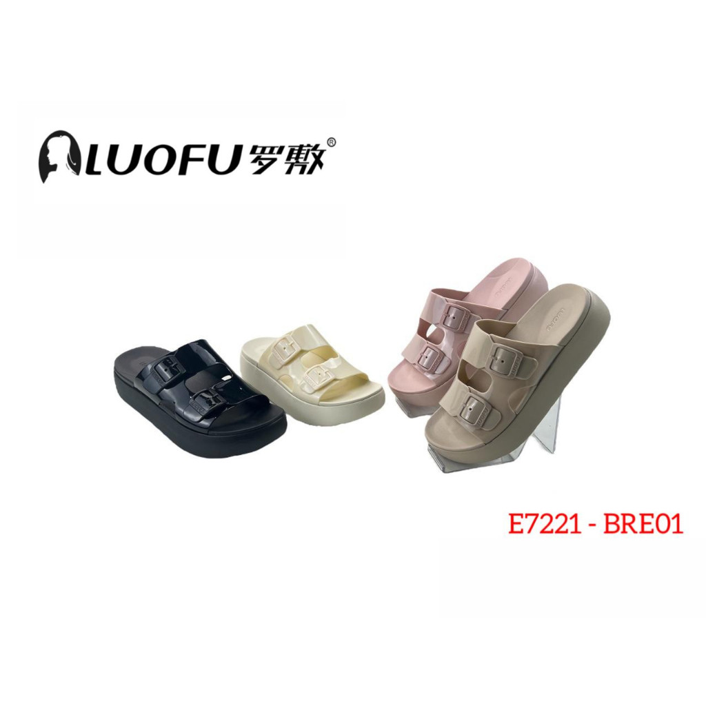 Luofu Sandal Selop Jelly Karet Wedges EVA Wanita E7221-BRE01 Luofu Import