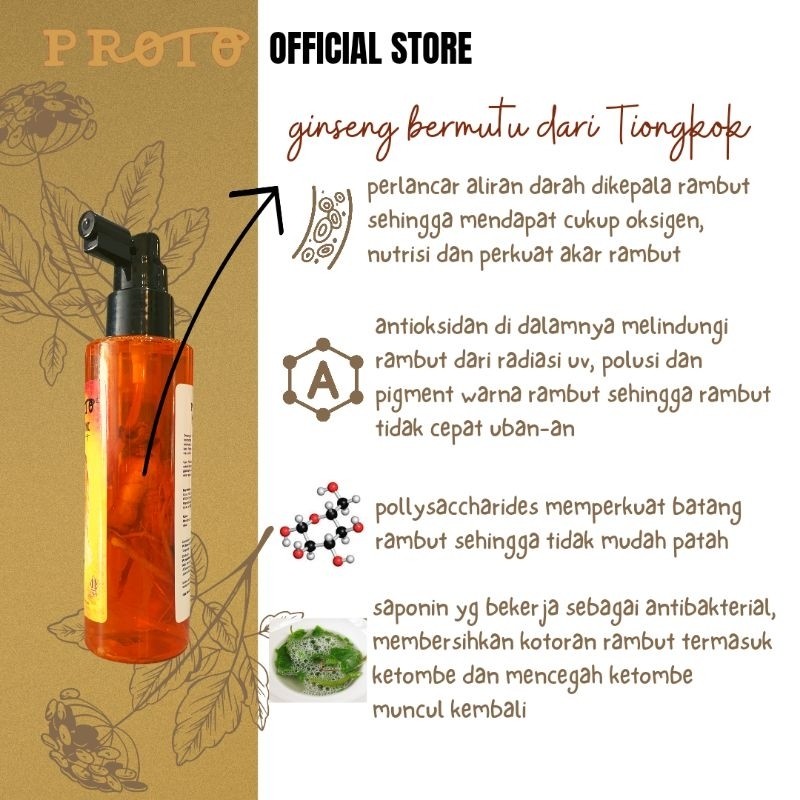 TERMURAH!!Proto Hair Tonic Ginseng 160 ML Dan Shampo Ginseng Proto 250ml