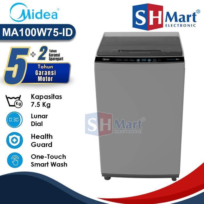 MESIN CUCI 1 TABUNG MIDEA 7,5 KG MAW100W75 / 8,5 KG MA100W85 / 9,5 KG MA100W95 GARANSI RESMI - 7,5 K