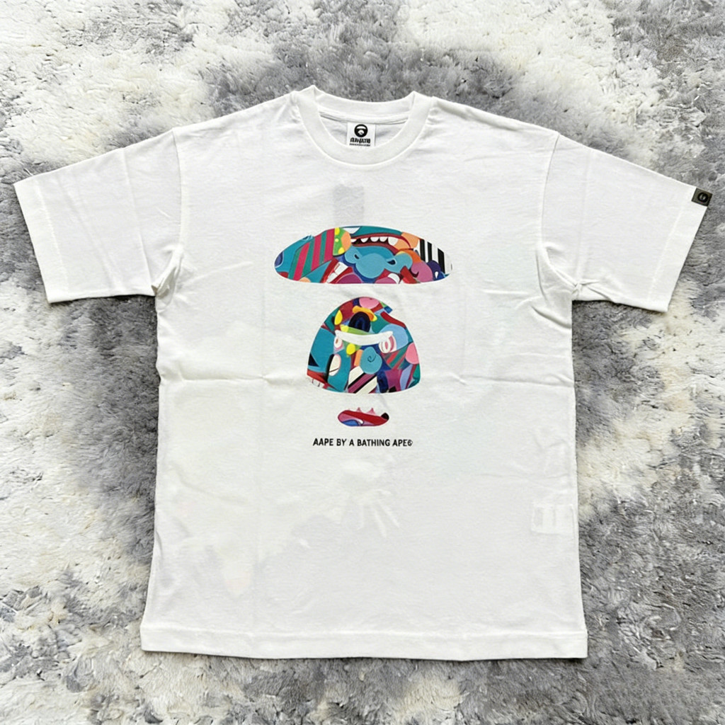 COD Aape By Bathing Ape Gradient Doodle Tee White Original T-shirt Pria