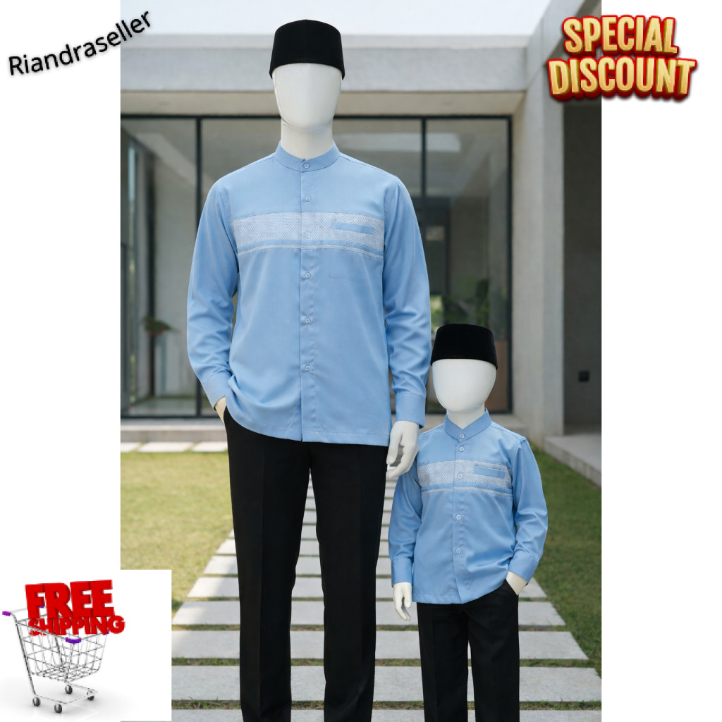PROMO Koko Couple Sarimbit Ayah Anak warna Baby Blue / Biru Muda