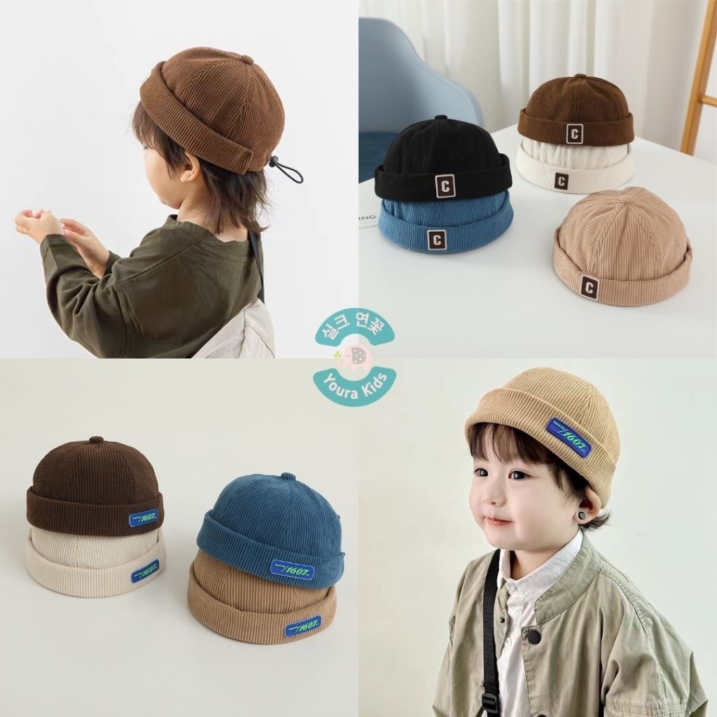 1-4 thn | Topi PECI Bucket Corduroy Anak HURUF C Unisex New Korean Model