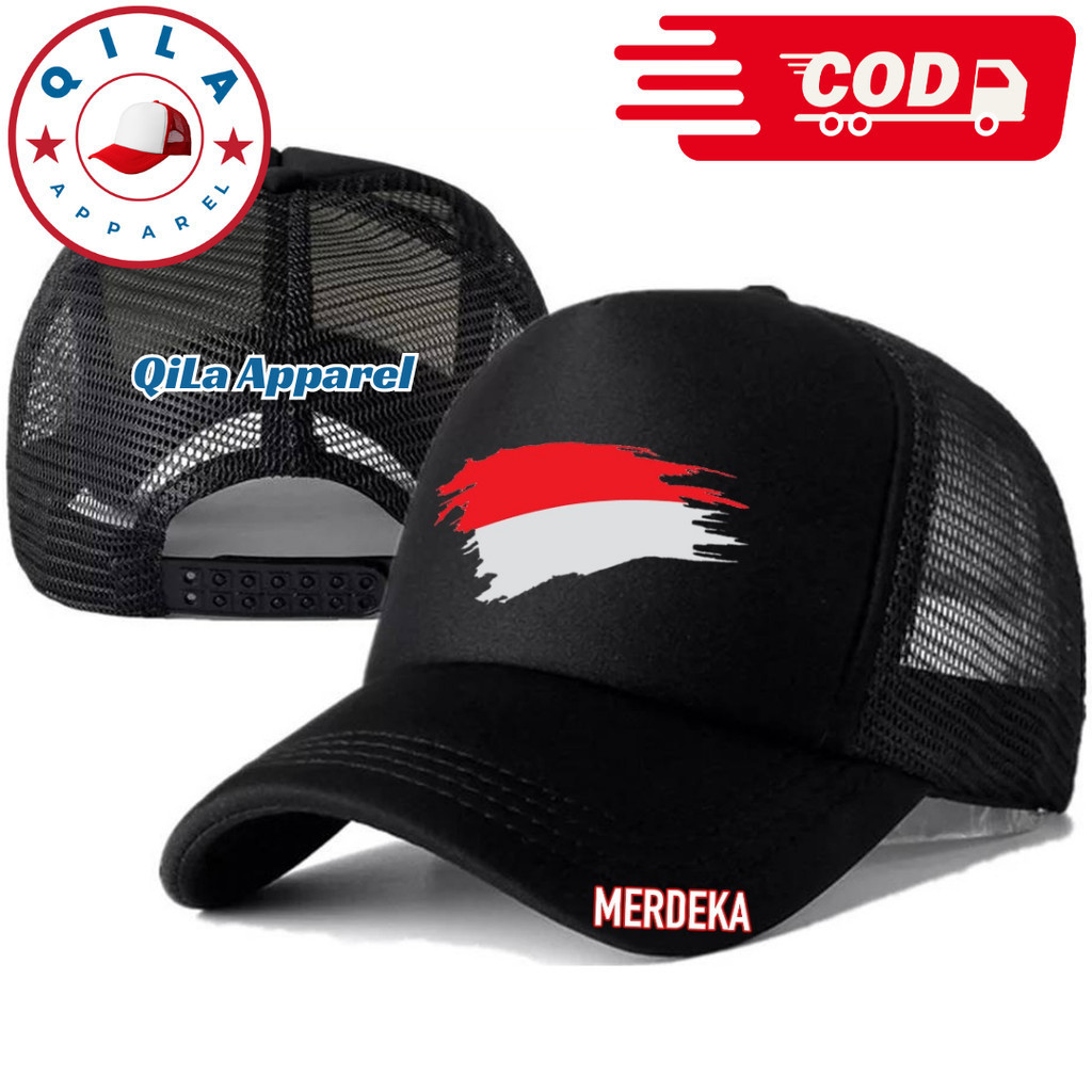 Topi Trucker BENDERA INDONESIA - Topi Distro BENDERA INDONESIA Logo - Topi BENDERA REPUBLIK INDONESI