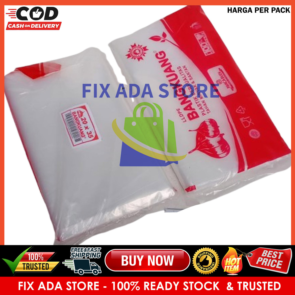 Plastik Kantong Pp Transparan Bening Putih Merk Bangkuang Semua Ukuran Lengkap 500gram Tebal 0.3 Mic