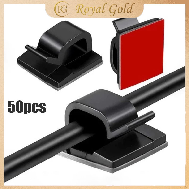 50 Buah Klem Kabel Tempel Tahan Lama Clamp Kabel Tempel Clip Kabel Praktis