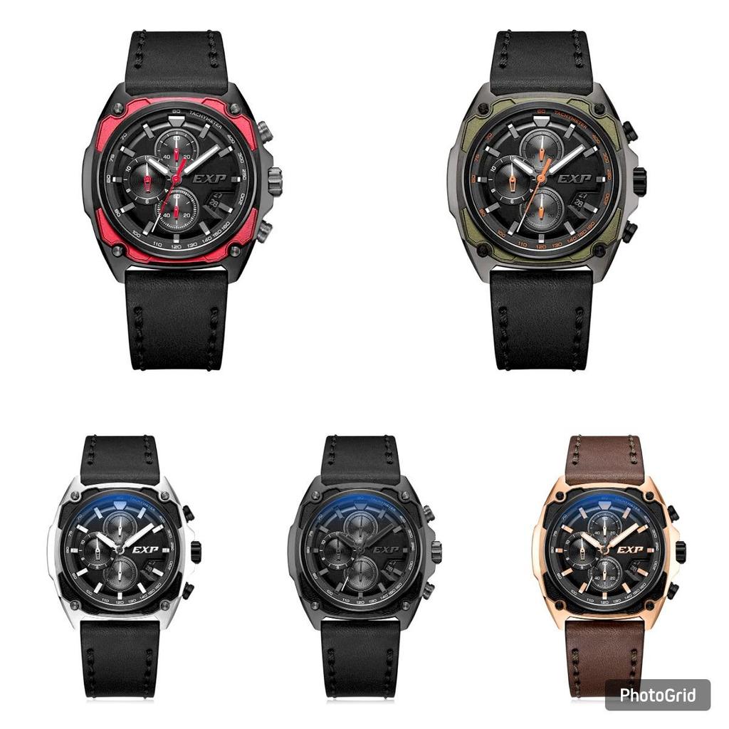 Jam tangan EXPEDITION E-6835M Pria Kulit Original fitur chronograph sporty tahan air