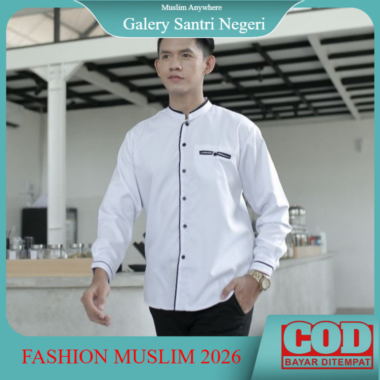 Koko Putih Lengan Panjang El Rumi Baju Koko Warna Putih Baju Koko Pria Modern Busana Muslim Pria