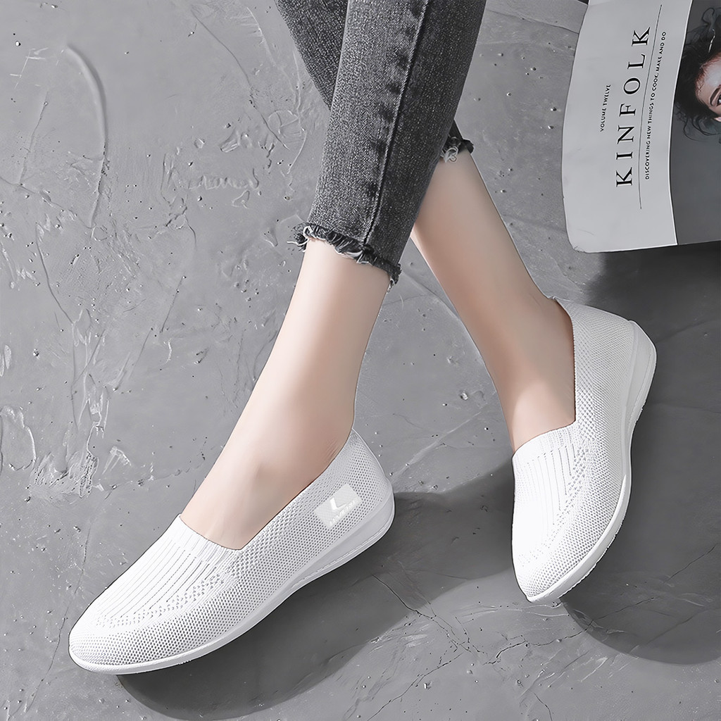 EVR Eunji Sepatu Slip On Rajut Sepatu Wanita Tanpa Tali Sepatu Sport Slip On Ultra LV0175