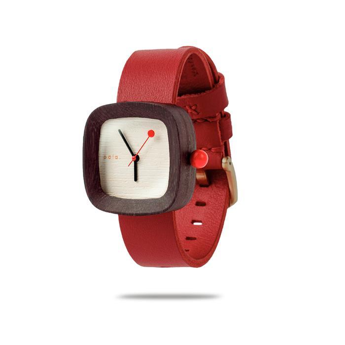 PALA Mini Merah PALA Nusantara Jam Tangan Kayu Unisex Quartz Watch - PALA Mini Merah
