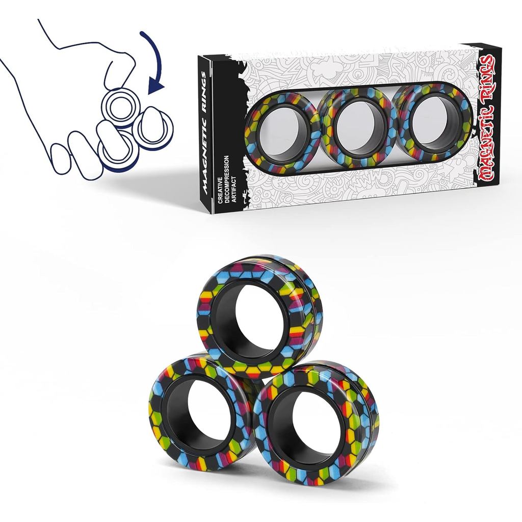Magnetic Rings Fidget Toy Set Idea ADHD Fidget Toys Adult Fidget Magnets Spinner Rings for Anxiety R