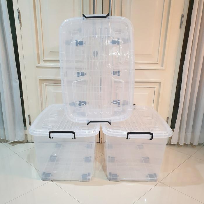 Storage Box Ezy Cb130 Liter Roda Bening Tebal Kotak Container Perkakas - 168L Bening
