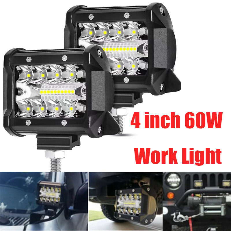 Lampu LED Pod Mobil 4 Inch 2Pc, Lampu Sorot LED Kombinasi Spot Flood, Lampu Kabut LED untuk Mengemud