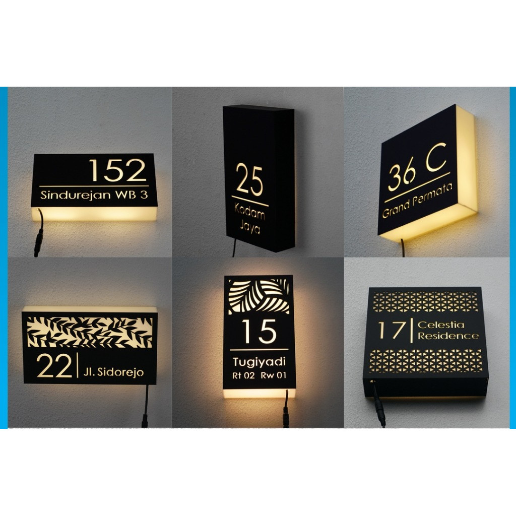 Box Nomor Rumah LED Full Akrilik Outdoor Rumah