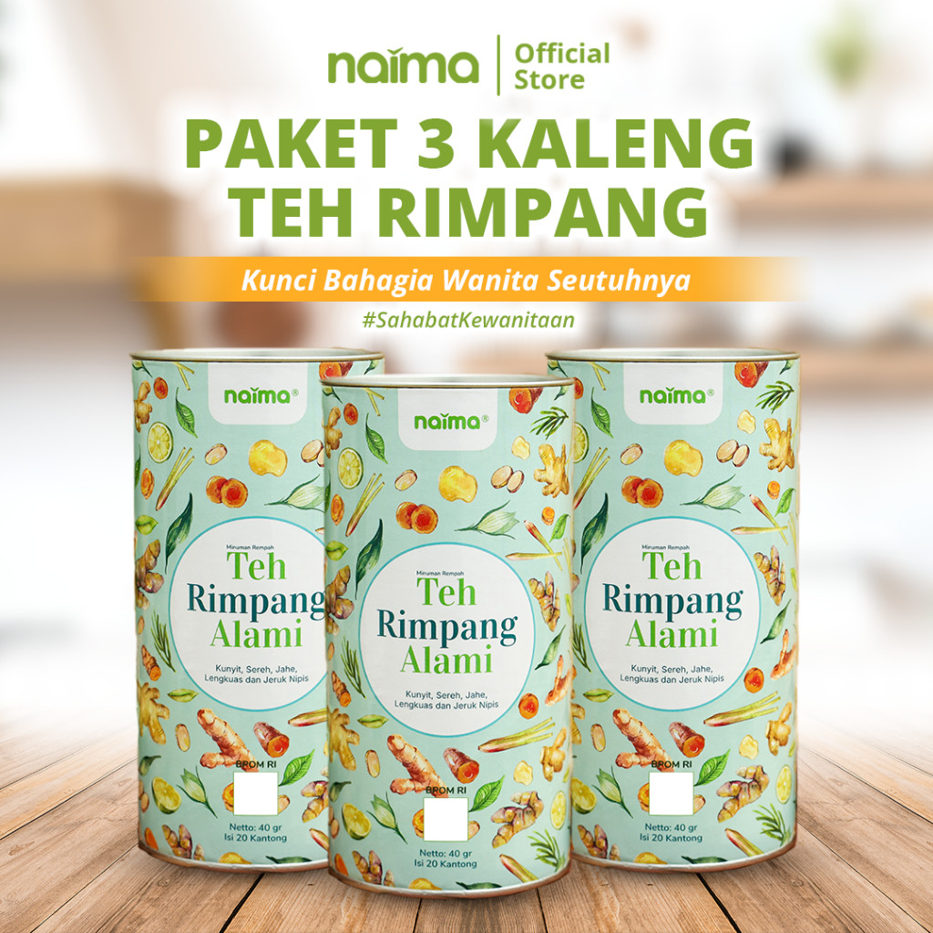 Teh Rimpang Naima - 3 Kaleng - Minuman Teh Rimpang Alami 100% Original ala Dr. Zaidul Akbar - Halal 