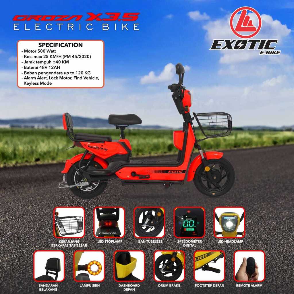 sepeda listrik exotic E bike groza x3.5 aki 500w 24volt 40km